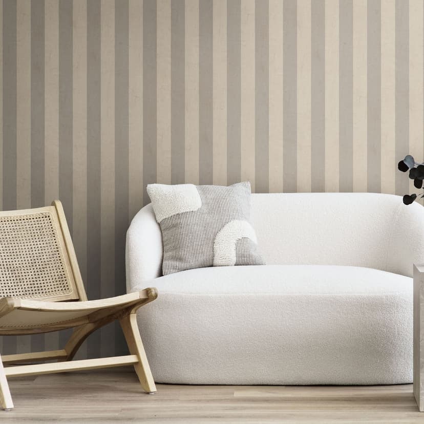 Carta da parati a strisce beige grigio - Carta da parati classica in tessuto non tessuto con strisce - opaca e senza tempo