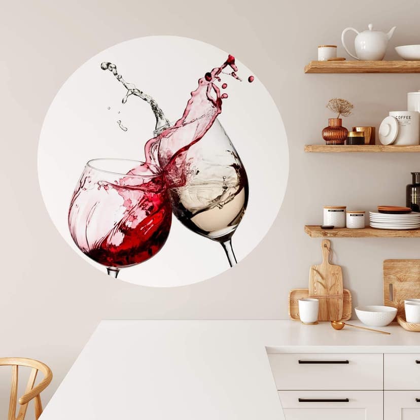 Adesivo murale per bicchieri da vino - rotondo
