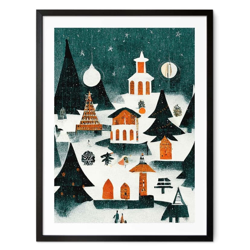 Poster Paesaggio invernale notturno - Treechild