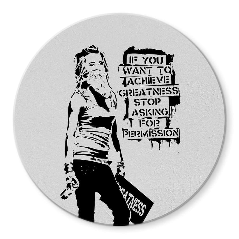 Stampa su vetro Banksy - Achieve Greatness - tondo