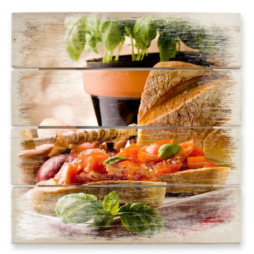 Stampa su legno - Bruschetta all'italiana