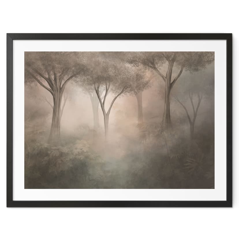 Poster Magia della foresta nella nebbia del mattino Beige - Ms Tiff