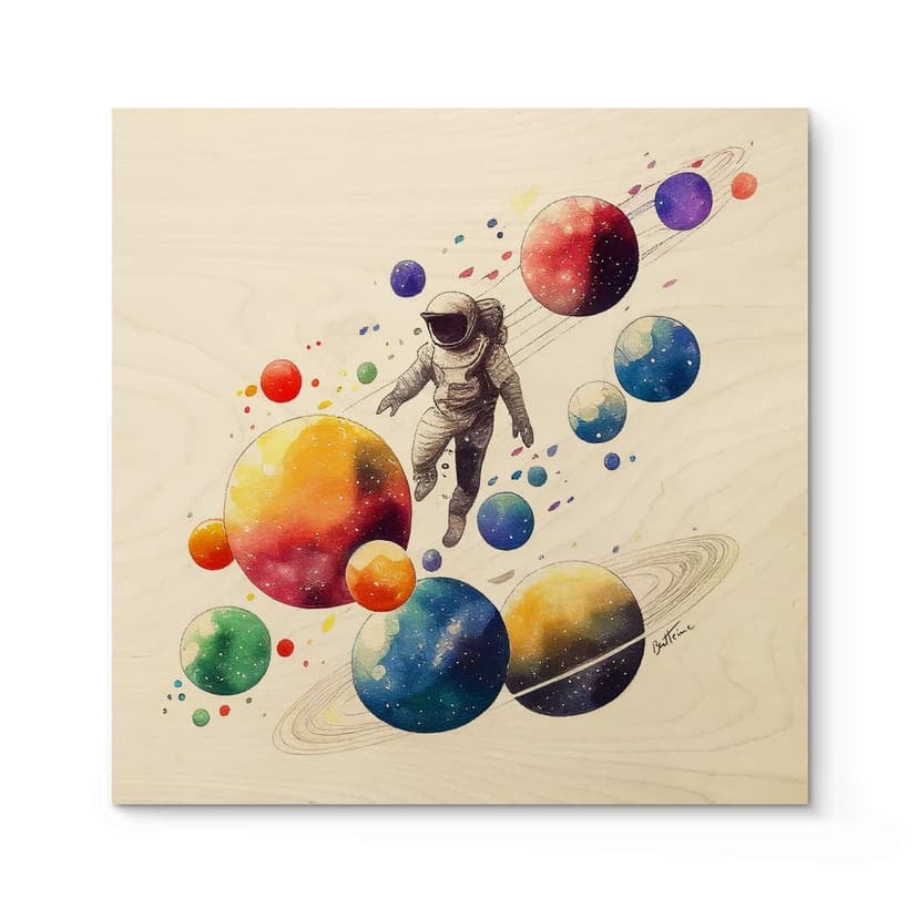 Stampa su legno Heine - Flying Astronaut