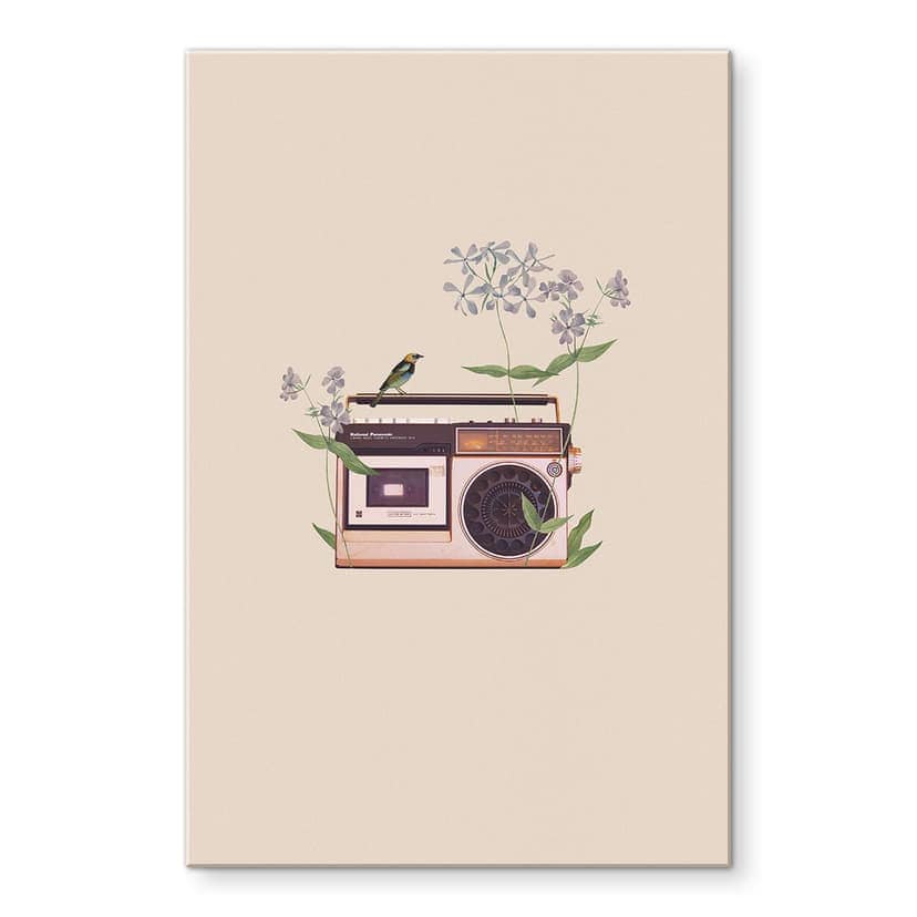 Stampa su vetro acrilico Retro Radio floreale - Frida Floral Studio