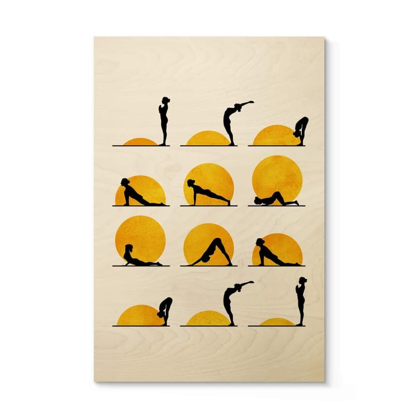 Stampa su legno Kubistika - Saluto al sole - yoga