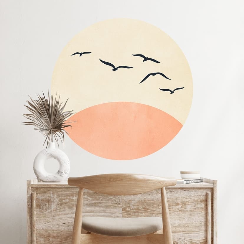 Adesivo murale Sciame di uccelli al tramonto - Kubistika
