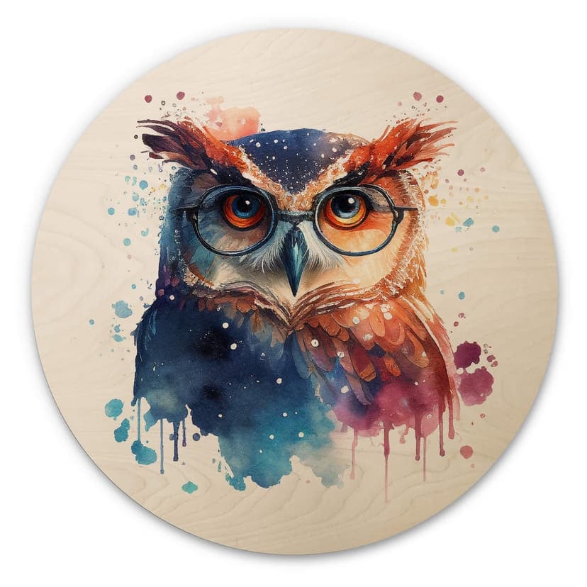 Stampa su legno Heine - Intelligent Owl