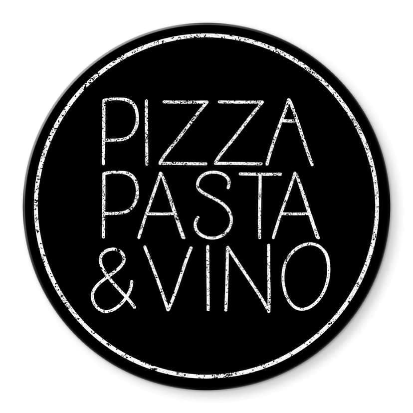 Stampa su vetro Pizza Pasta & Vino tondo