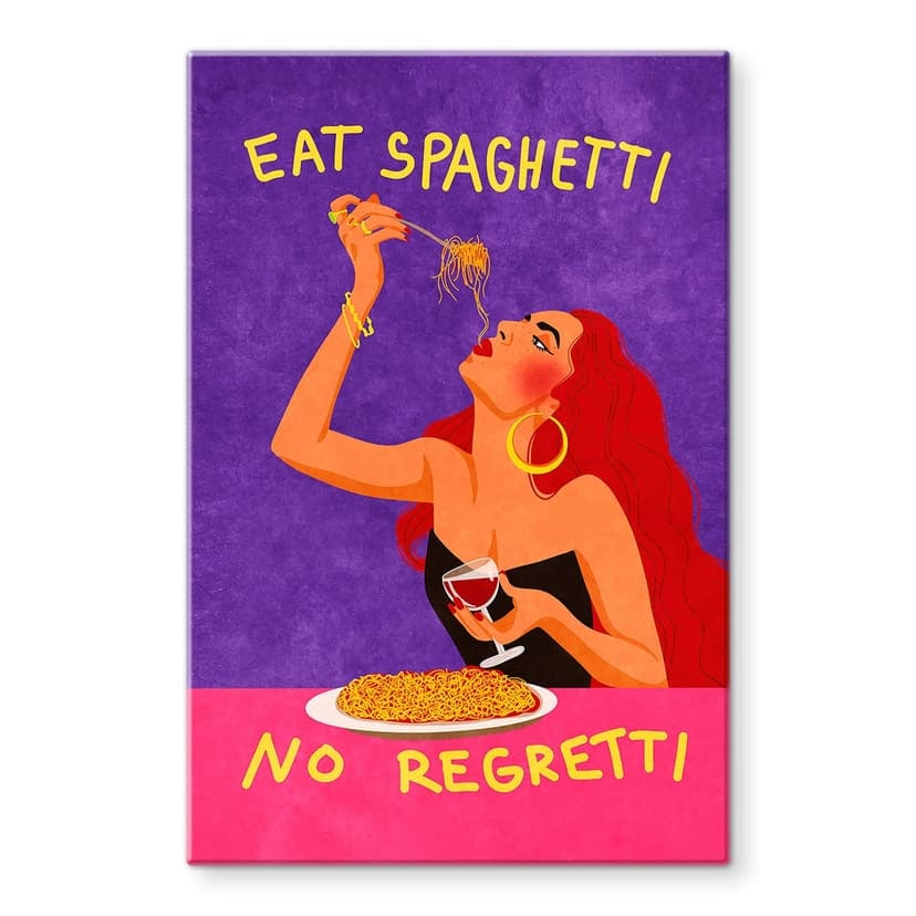 Stampa su vetro Spaghetti e vino - Oltmanns