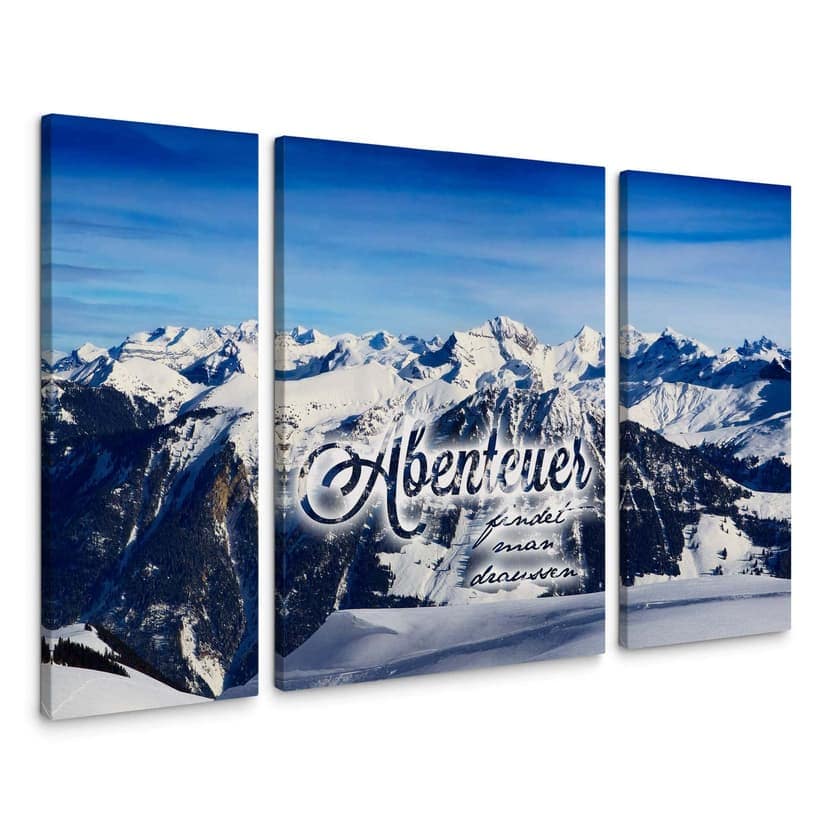 Leinwandbild Abenteuer findet man draußen (3-teil