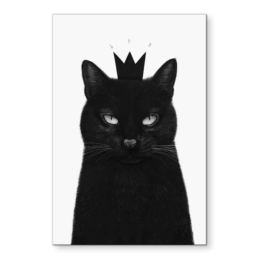 Murale Gatto nero con corona - Korenkova - Alu-Dibond