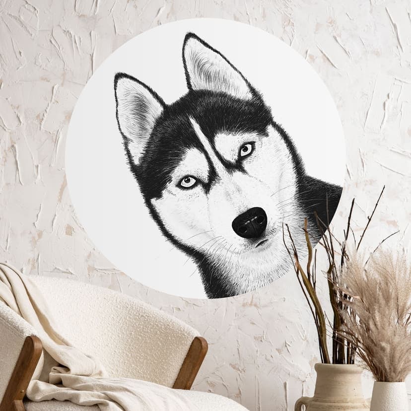 Adesivo murale Siberian husky - Ritratto di cane - Korenkova - Rotondo