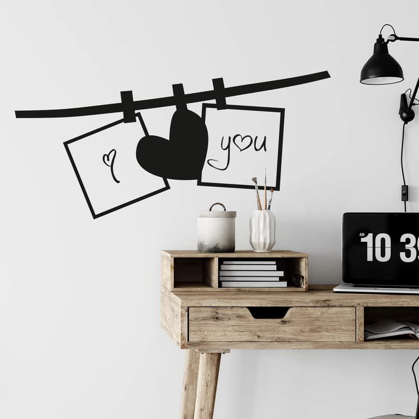 Adesivo murale - Filo per stendere "I love You"