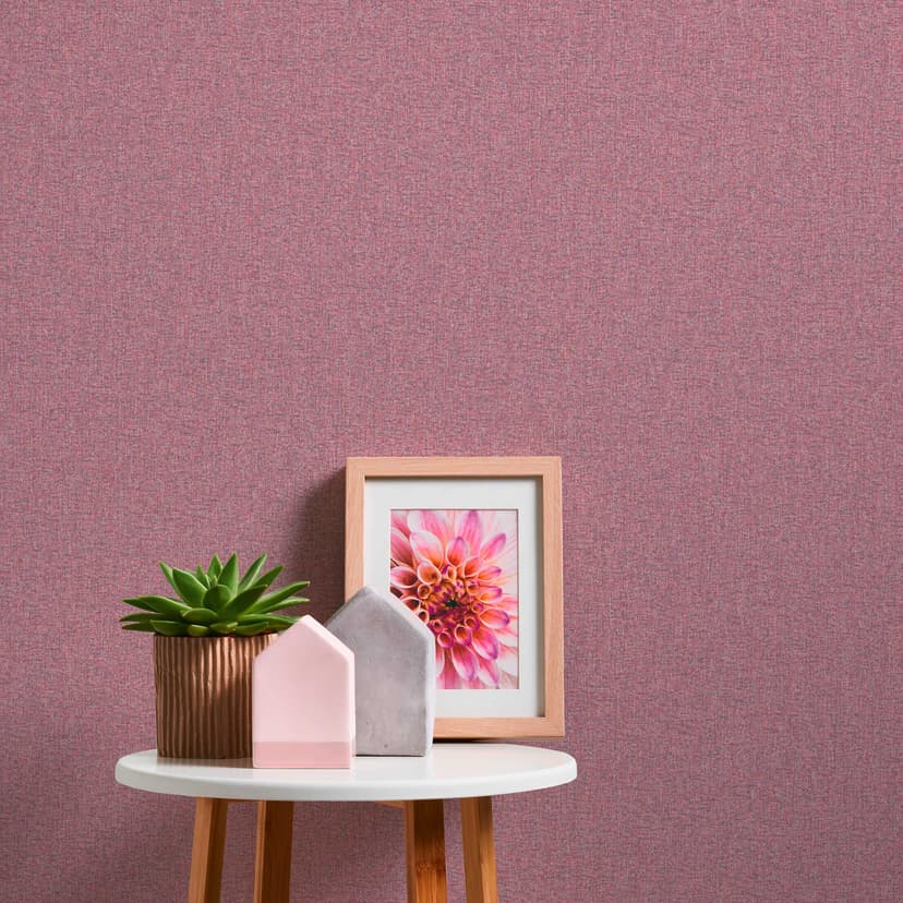 Carta da parati monocolore con motivo testurizzato rosa viola - Carta da parati in tessuto non tessuto con aspetto di tessuto
