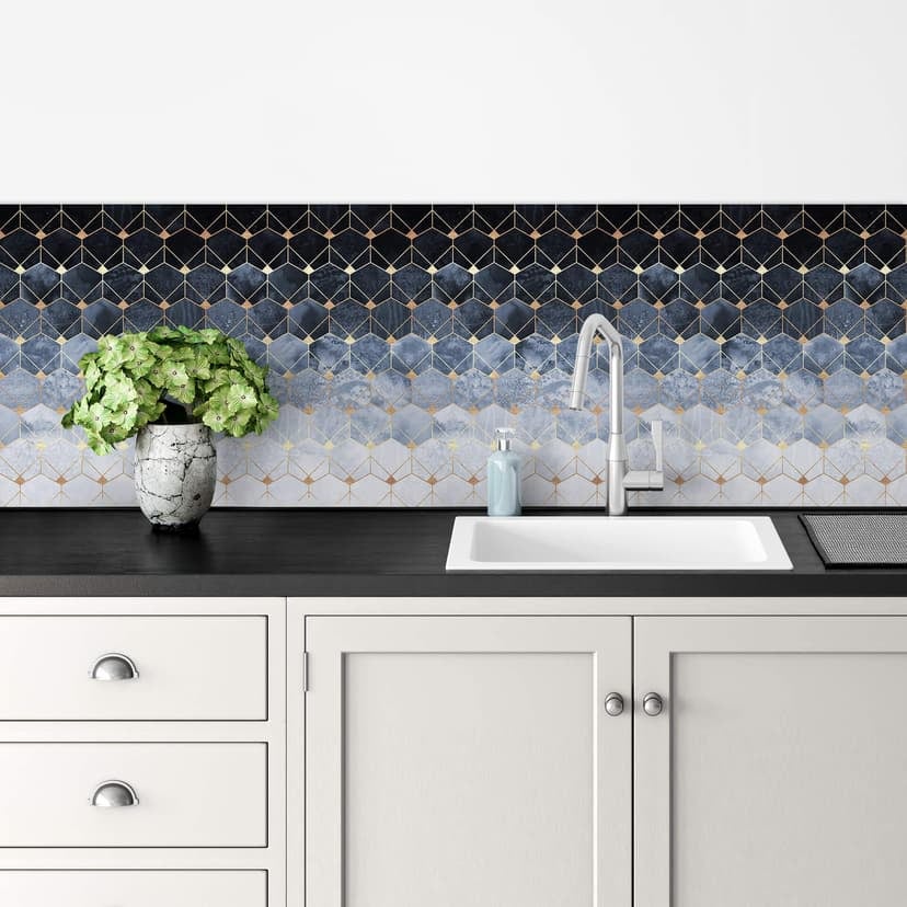 Rivestimento cucina Fredriksson - esagoni blu