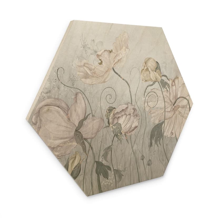 Fiori esagonali in legno in stile vintage in grigio - Ms Tiff