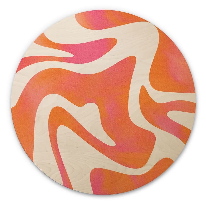 Stampa su legno Onde astratte color pesca - Bloom