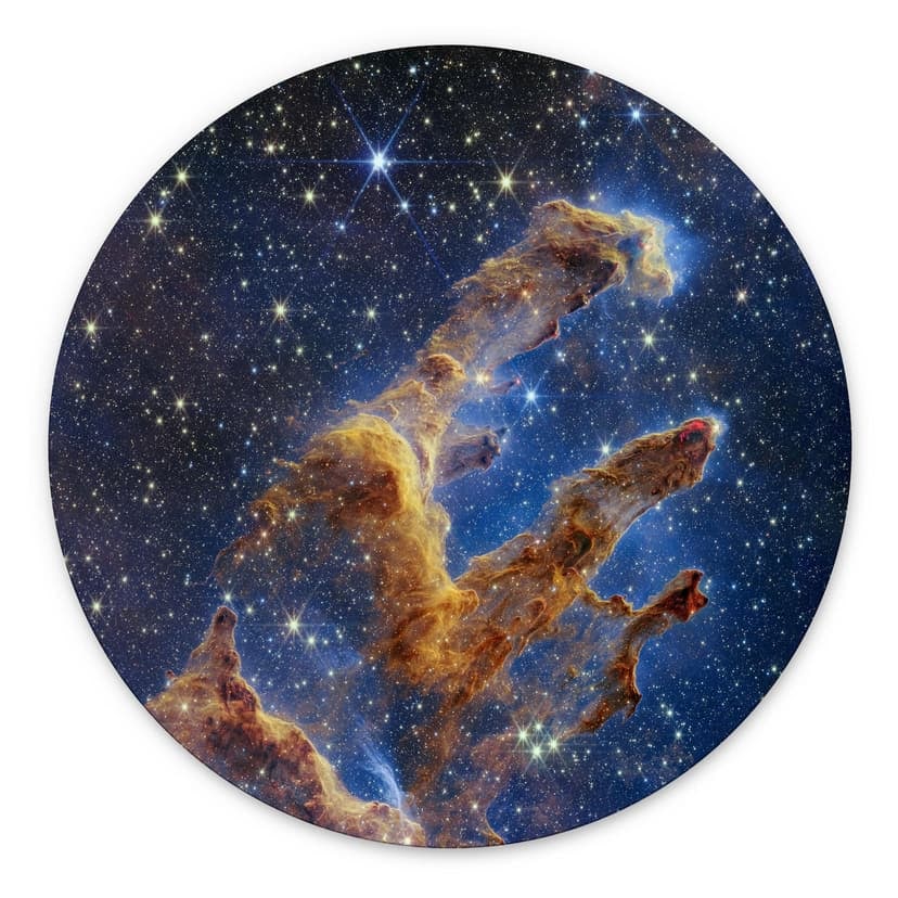 Stampe per pareti James Webb Telescope - Pilastri della creazione - Alu-Dibond Rotondo