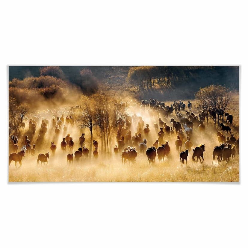 Poster Zhu - Cavalli selvaggi tra le montagne - panoramica