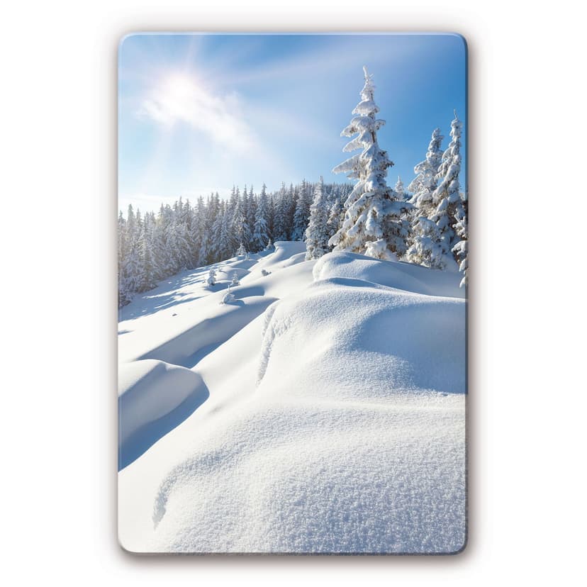 Stampa su vetro - Cumuli di neve su paesaggio invernale