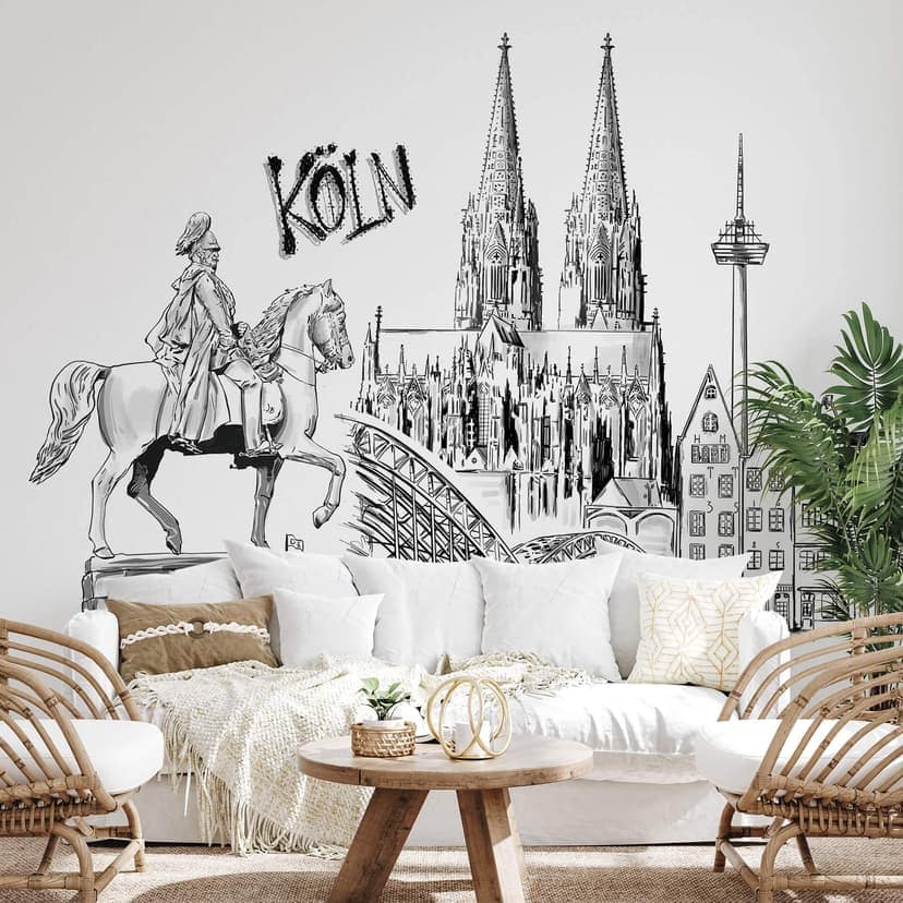 Fotomurale Love your City - Köln Bianco e nero