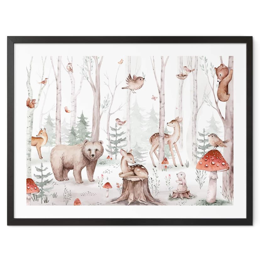 Poster per bambini Animali della foresta in autunno - Kvilis