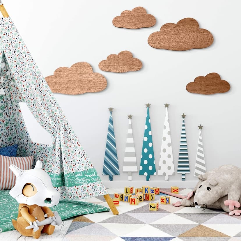 Decoro in legno - Set nuvole (5-pz.)