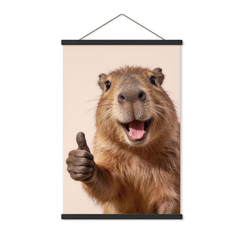 Immagine in tessuto di Capibara felice con pollice in su