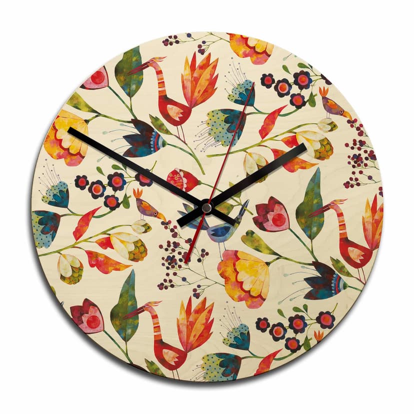 Orologio in legno Blanz - Fiori
