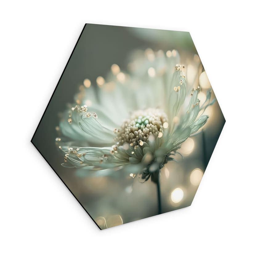Stampe esagonali per pareti Delicato scintillio di fiori - Treechild - Alluminio dibond