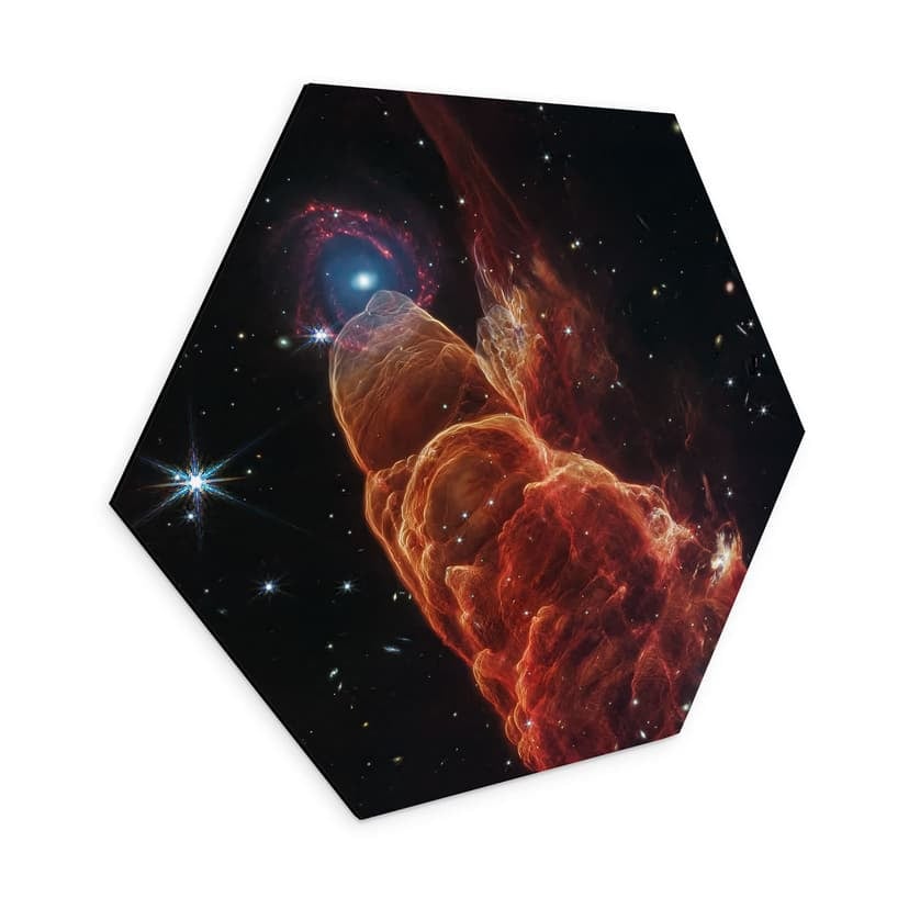 Stampe esagonali per pareti James Webb Telescope - Vortice cosmico Herbig Haro 49/50