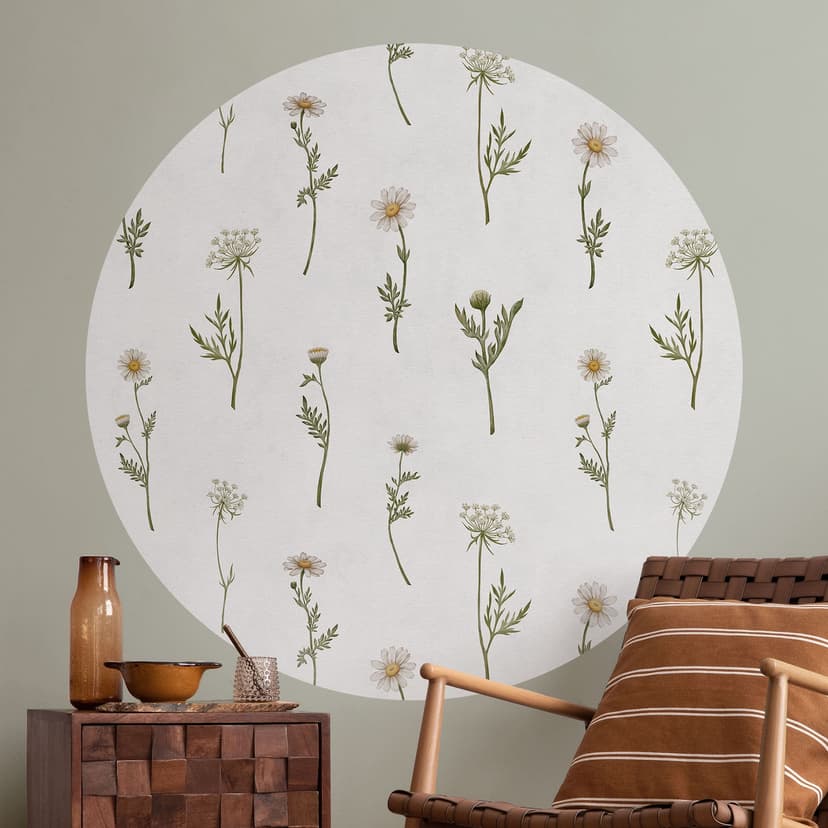 Adesivo murale romantico con fiori di campo - Kikki Belle - Rotondo