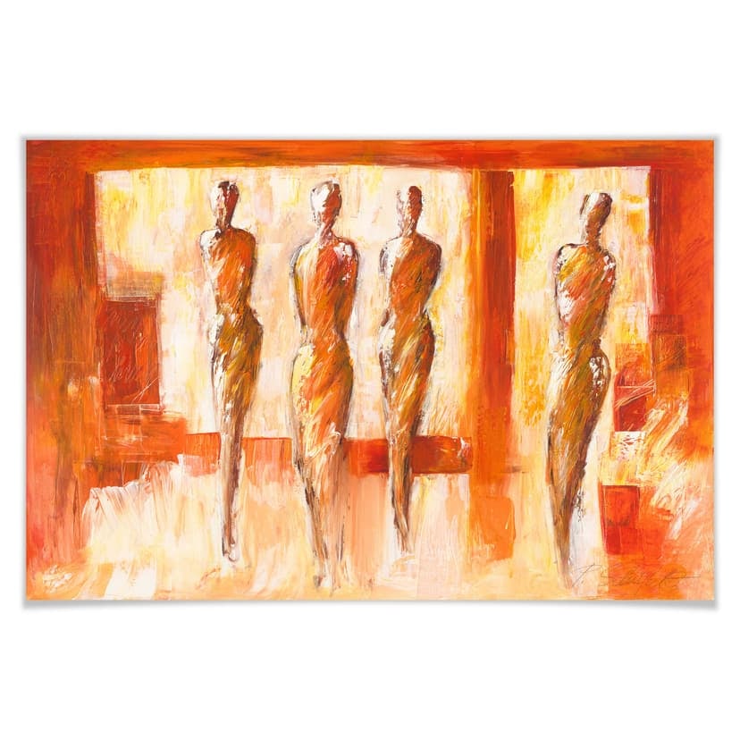 Poster Schüßler - Quattro figure in arancio