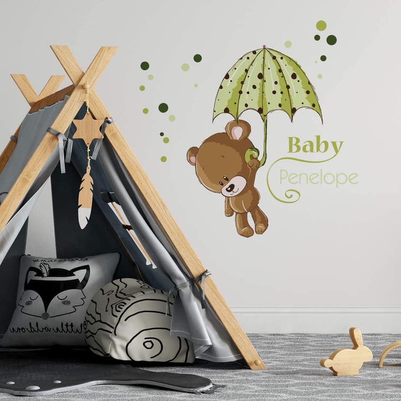 Adesivo murale + Nome bambino verde