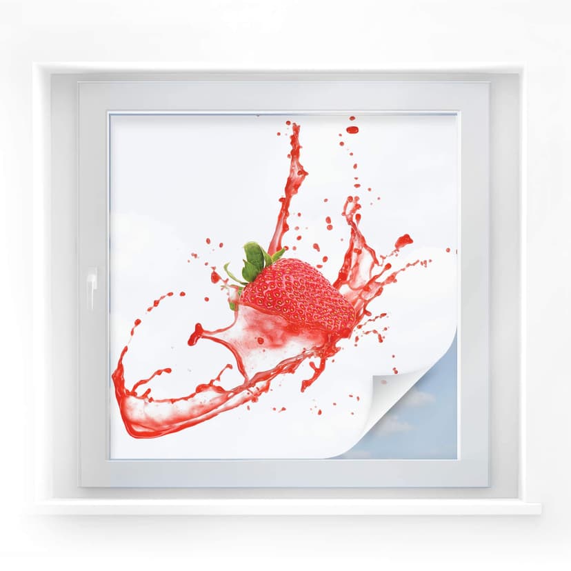 Pellicola adesiva per vetri - Schizzi di fragola (quadrato)