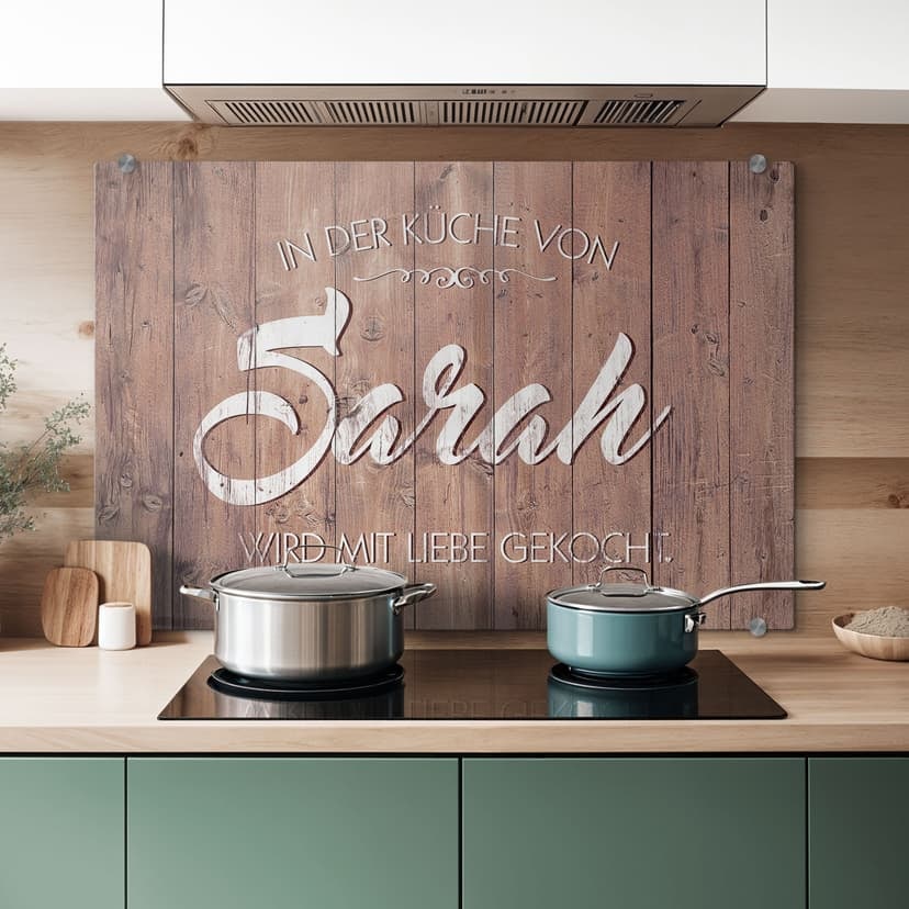Spritzschutz Mit Liebe gekocht + Wunschtext