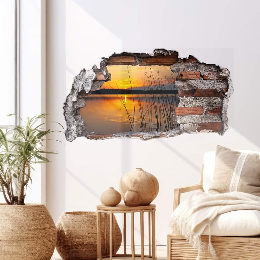 Adesivo 3D – Tramonto al lago