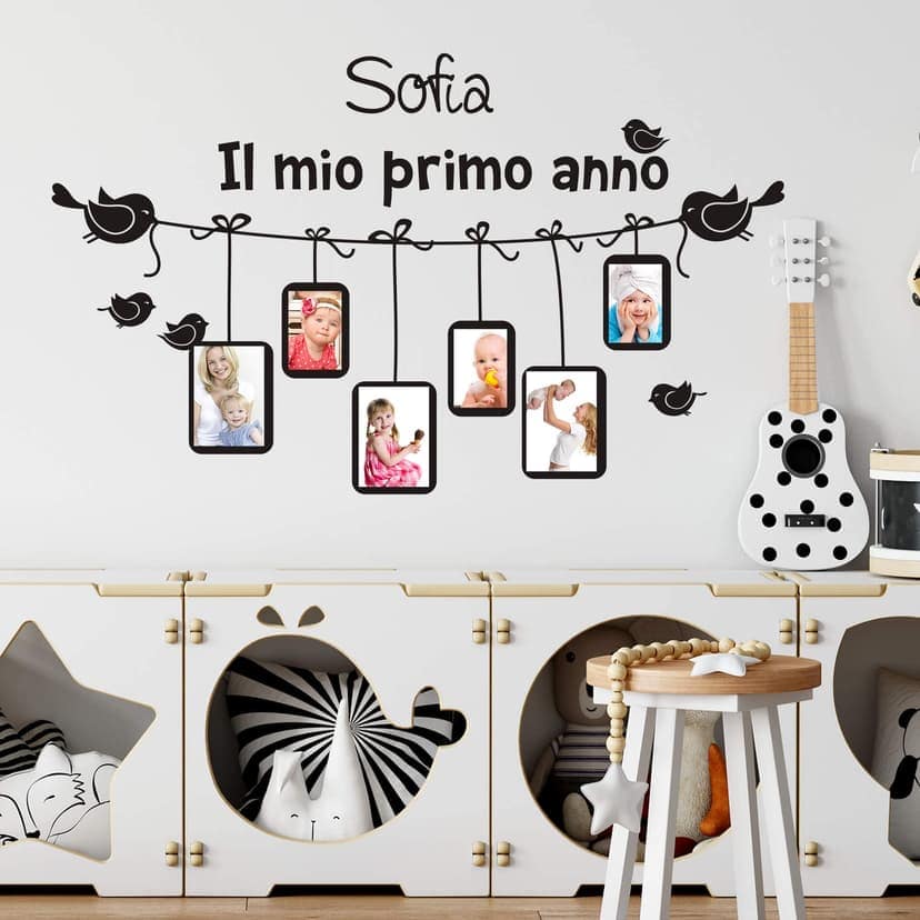 Adesivo murale + Nome Il mio primo anno... con spazio per foto