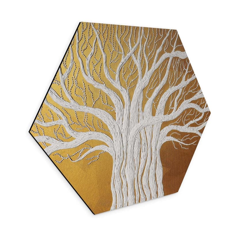 Stampe esagonali astratte sull'albero della vita - Grande - Alu-Dibond