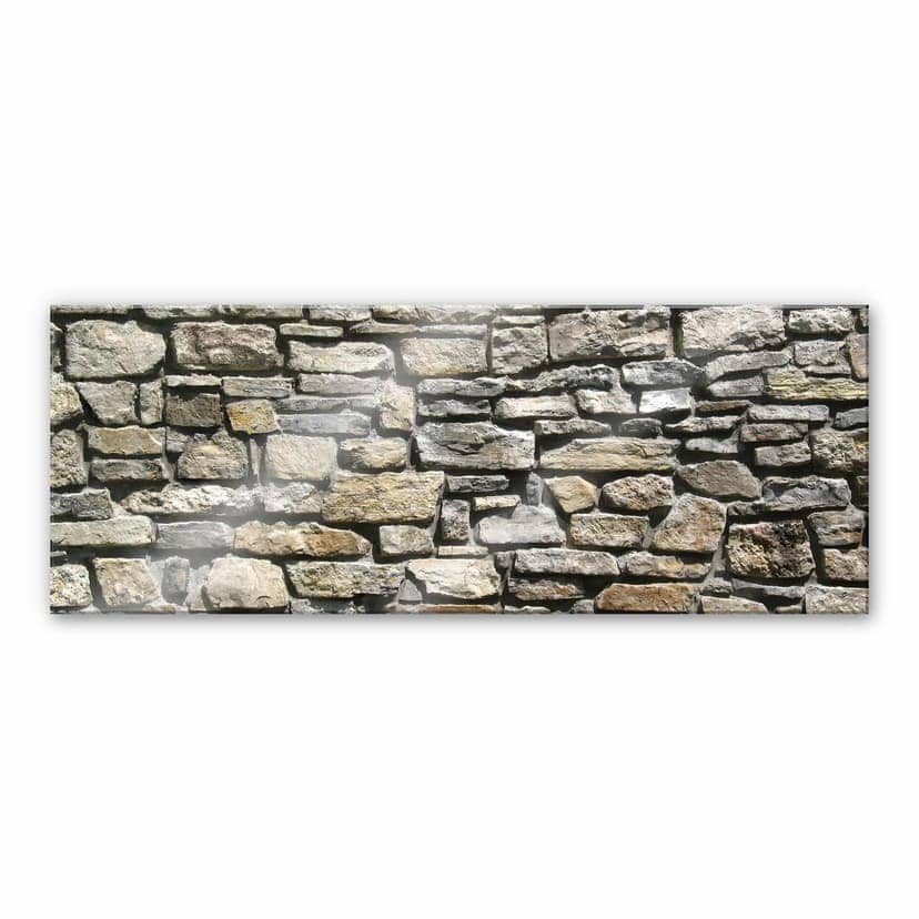 Stampa su vetro acrilico Muro in pietre naturali - panorama
