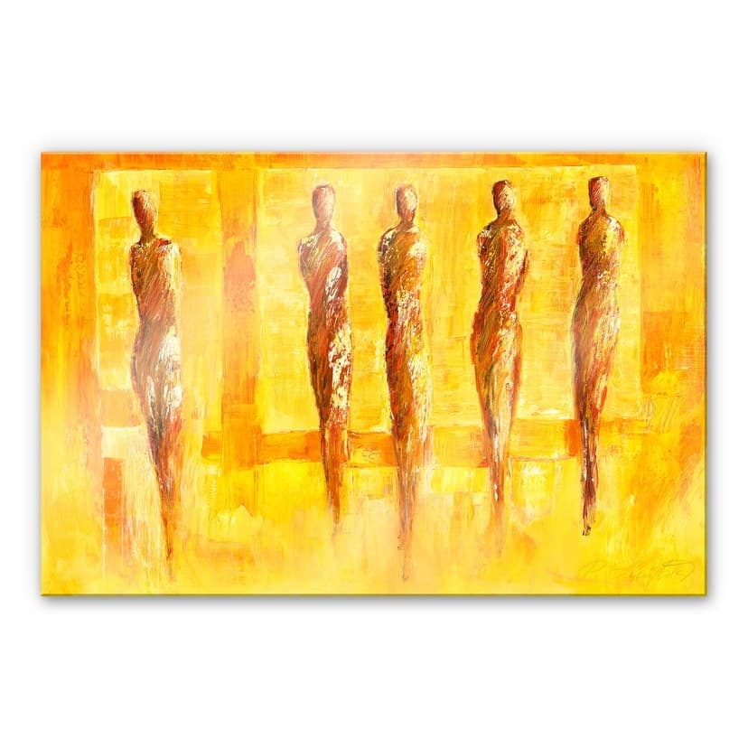 Stampa su vetro acrilico Schüßler - Quattro figure in giallo