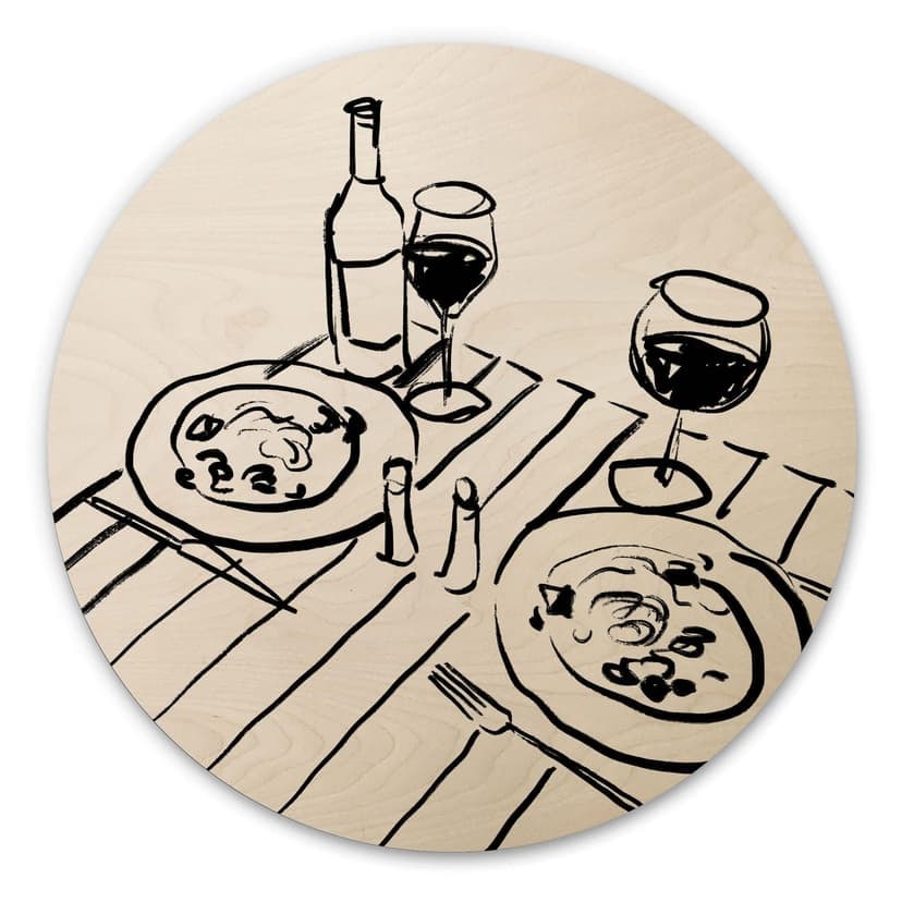 Stampa su legno di natura morta con vino - Treechild - Rotondo