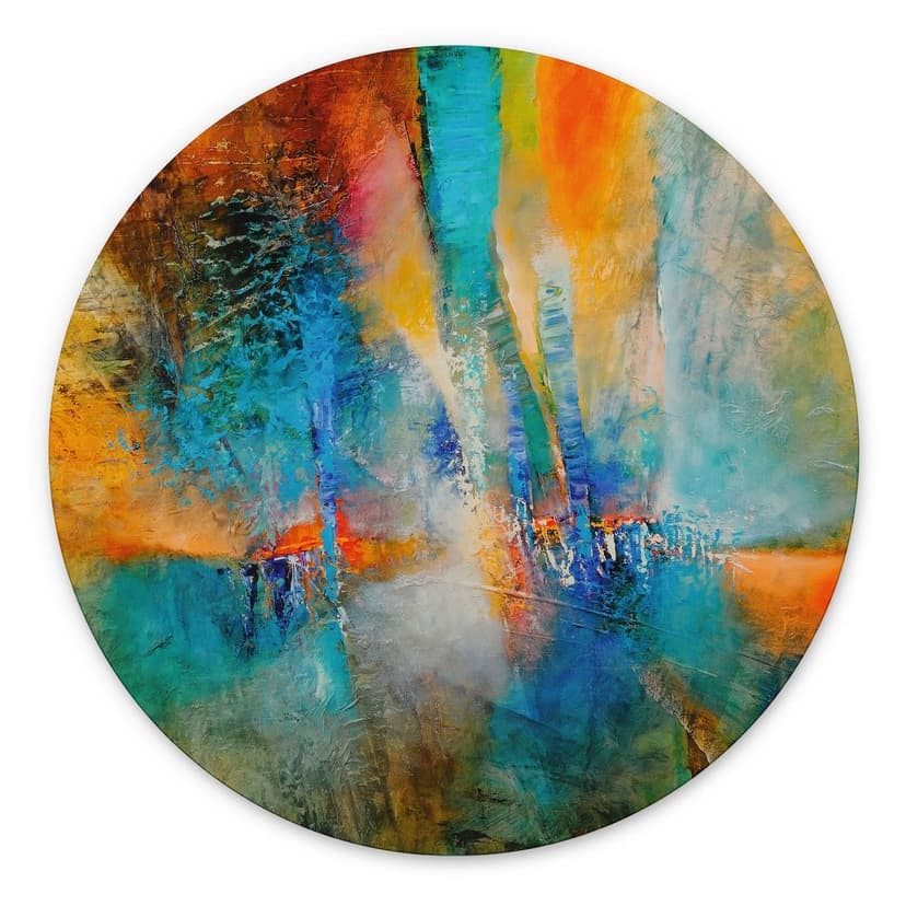 Stampe per pareti Urban light in blu e arancione - Schmucker - Alu-Dibond Round