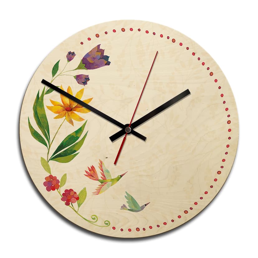 Orologio in legno Blanz - Fiori