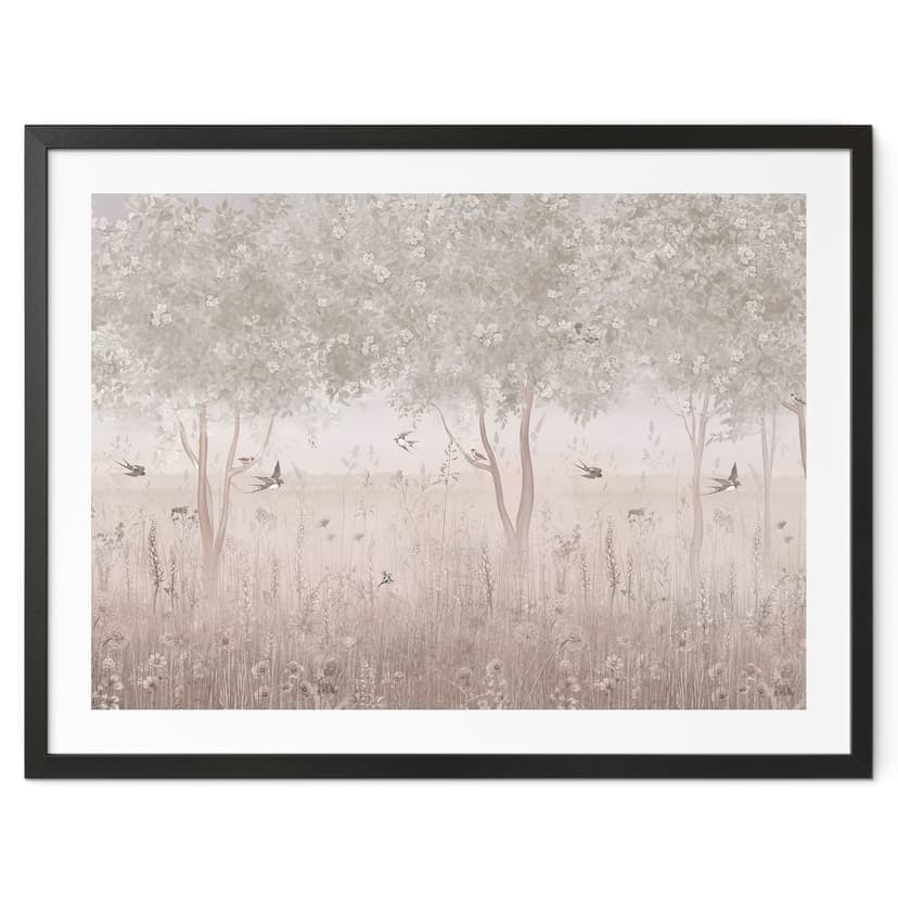 Poster per bambini Rondini estive in un bosco di fiori - Ms Tiff