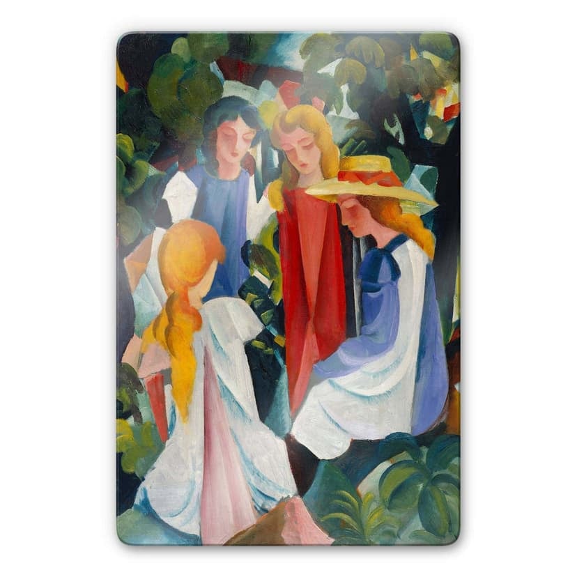 Glasbild Macke - Vier Mädchen