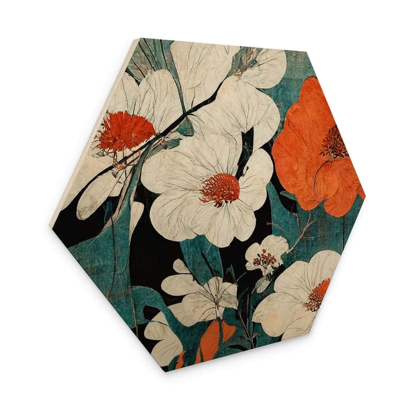 Esagono in legno Treechild - Asian Flowers