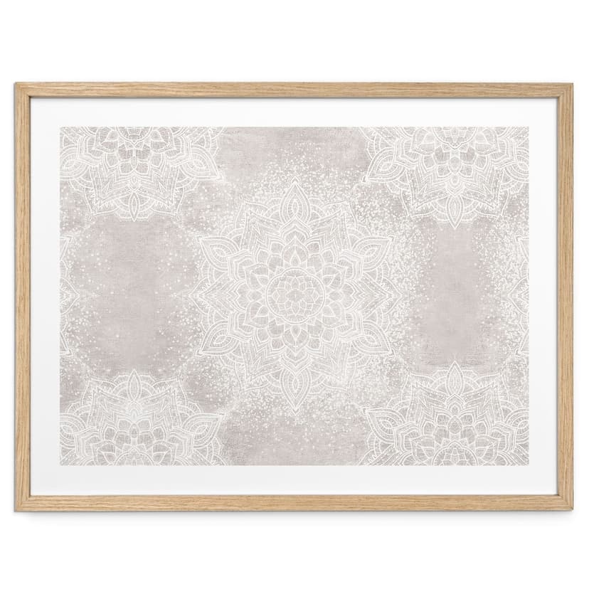 Poster Mandala morbido su grigio-beige - Bloomery Decor