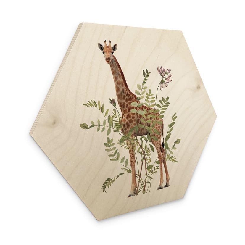Esagono in legno Giraffa floreale - Frida Floral Studio