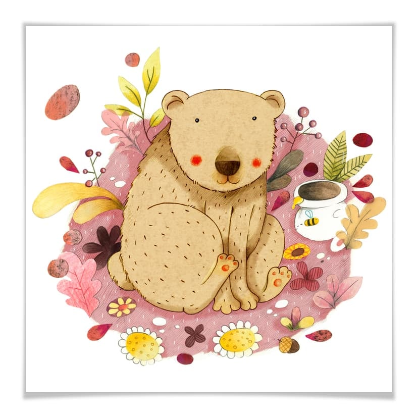 Poster Loske - Orso con vaso di miele